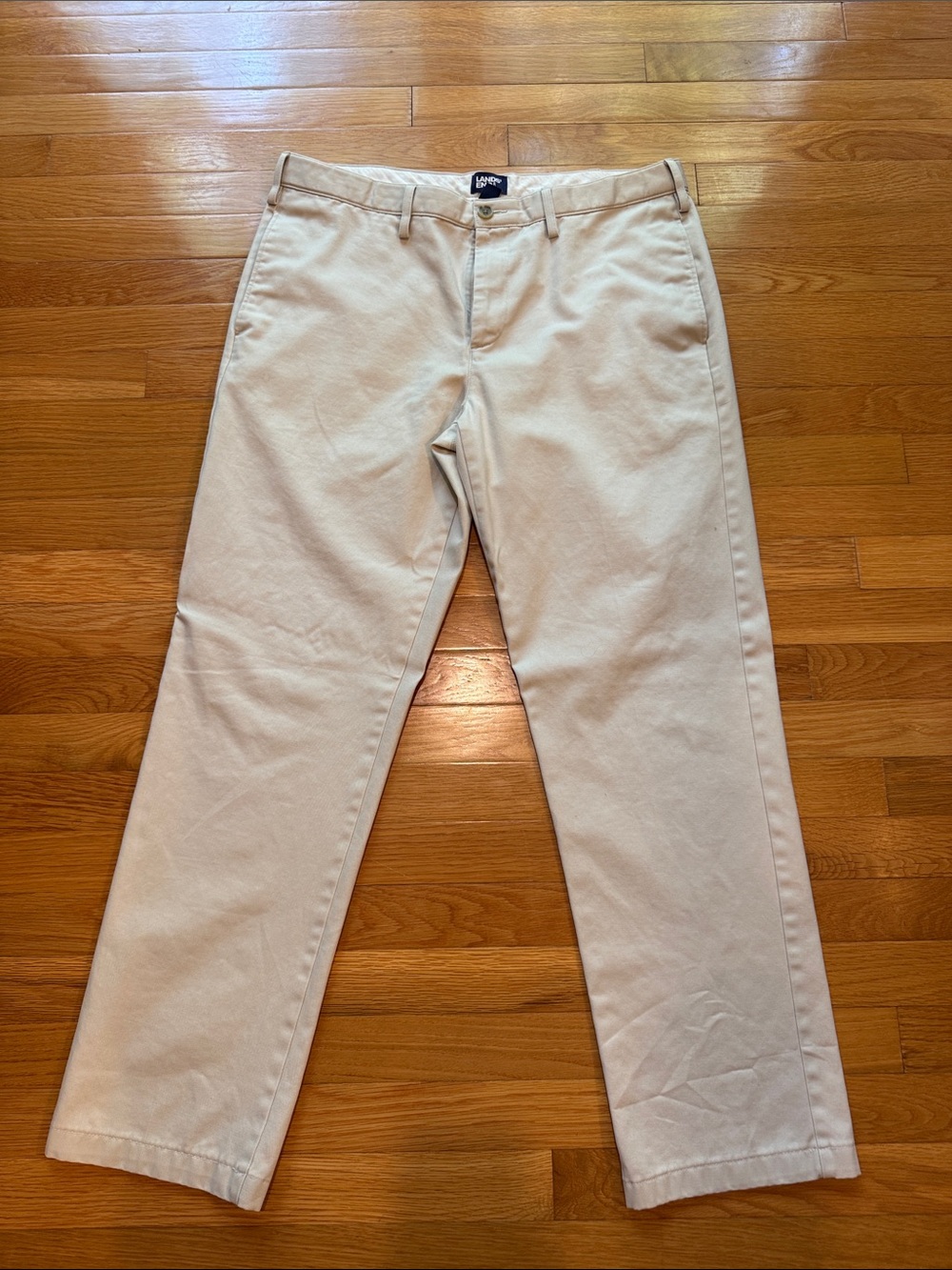 Lands' End Men's Khaki Straight-Leg Chinos - Light Beige